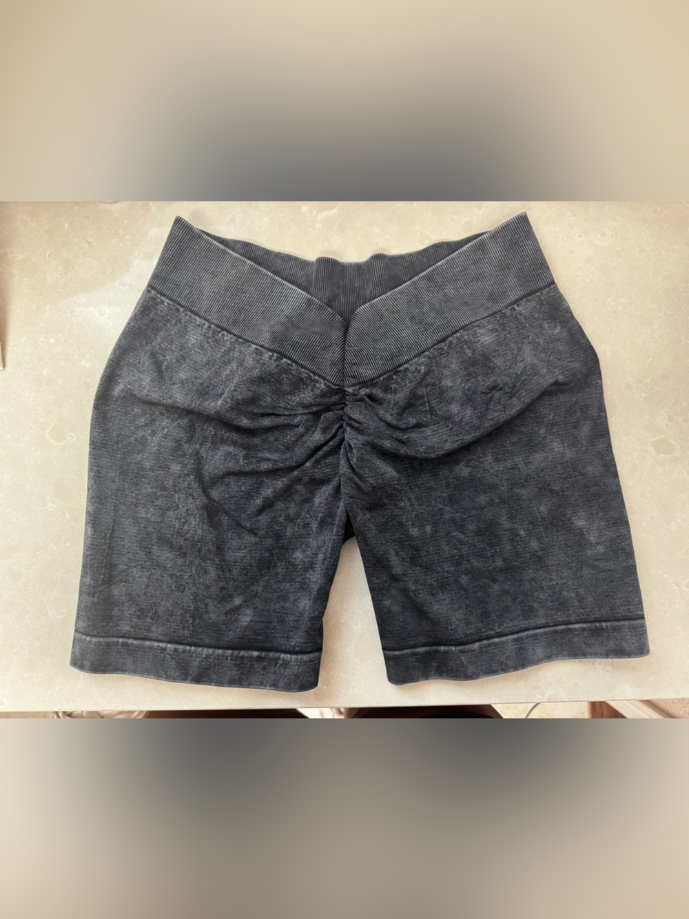 High-Rise Black Ruched Front Women’s Shorts